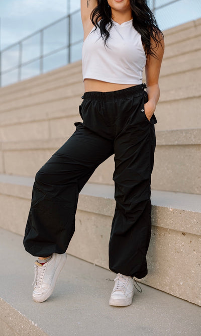 Your Everyday Oversized Parachute Pants (Black)