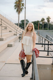 Ready to Rumble Layered Ruffle Romper (Cream)