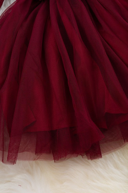 Little Mrs. Clause Tulle Dress (Burgundy)