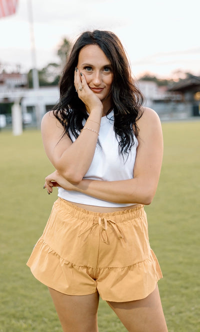 Game Day Flare Ruffle Shorts (Burnt Orange)