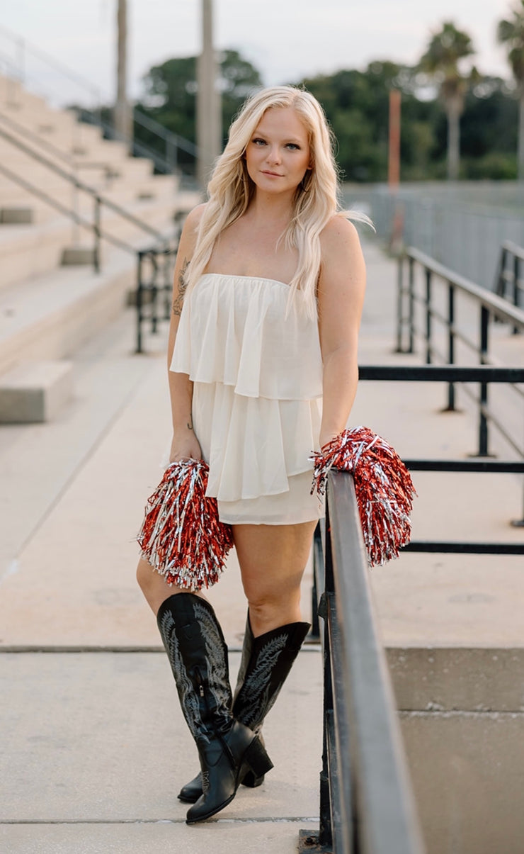 Ready to Rumble Layered Ruffle Romper (Cream)