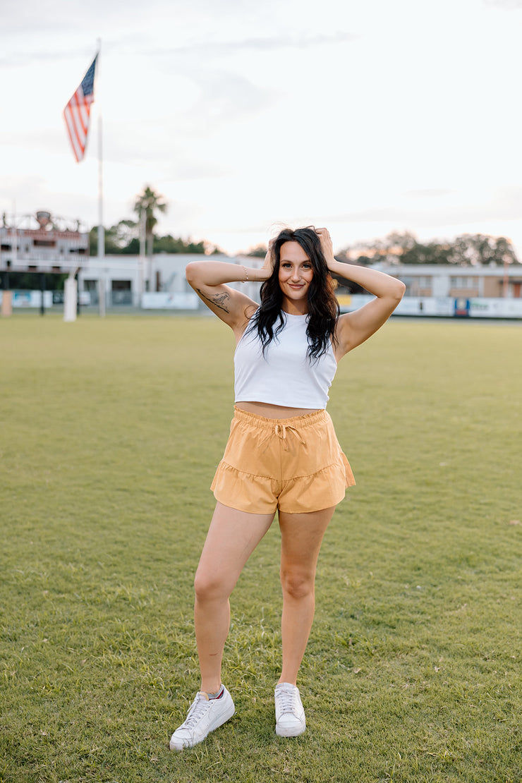 Game Day Flare Ruffle Shorts (Burnt Orange)