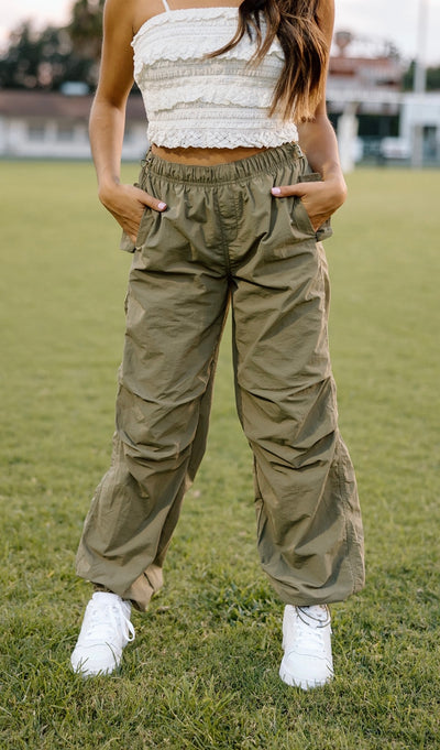 Your Everyday Oversized Parachute Pants (Olive)