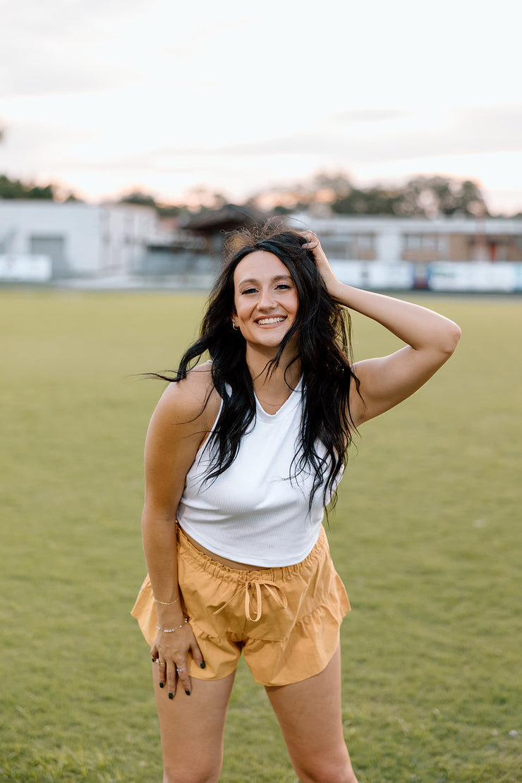 Game Day Flare Ruffle Shorts (Burnt Orange)