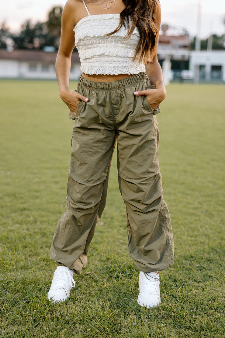 Your Everyday Oversized Parachute Pants (Olive)