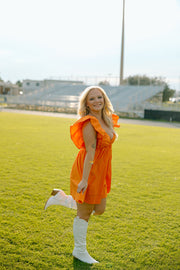 Go with the Flow Ruffle Mini Dress (Orange)