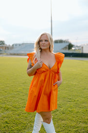 Go with the Flow Ruffle Mini Dress (Orange)