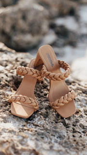 Boho Braided Heeled Soda Sandals (Camel)