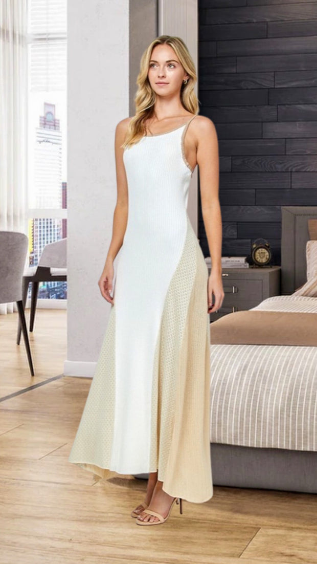 Vacation Mode Ribbed Maxi Dress (Ivory)