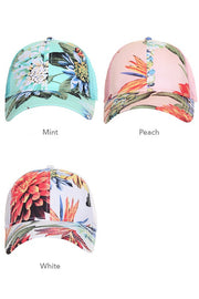 Tropic Floral Print Ponytail Hat