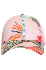 Tropic Floral Print Ponytail Hat