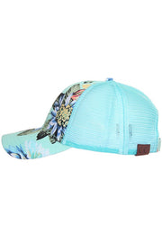 Tropic Floral Print Ponytail Hat