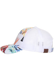 Tropic Floral Print Ponytail Hat