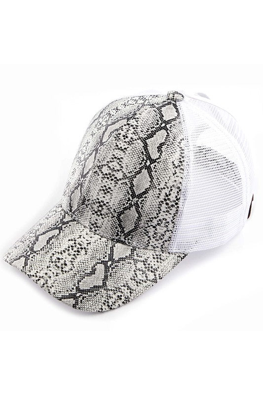 Snakeskin Pattern Ponytail Hat