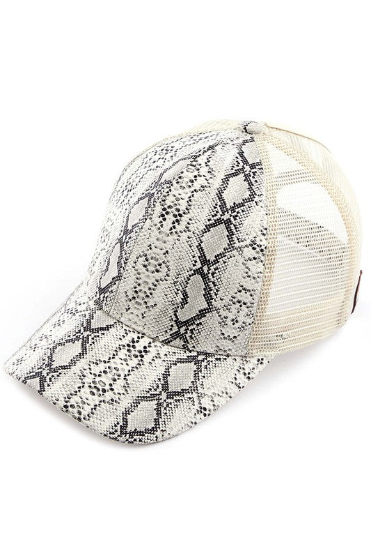 Snakeskin Pattern Ponytail Hat