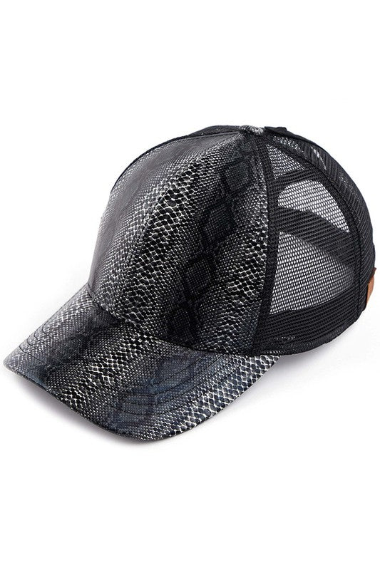 Snakeskin Pattern Ponytail Hat