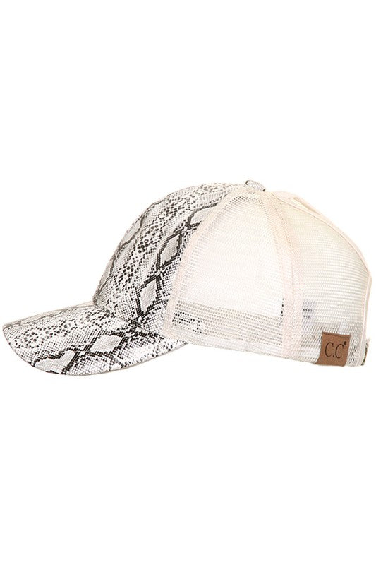 Snakeskin Pattern Ponytail Hat