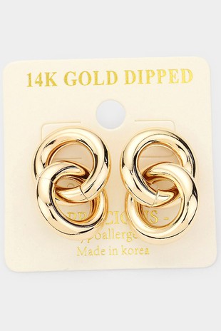 Bold 14K Gold Dipped Double Hoop Earrings