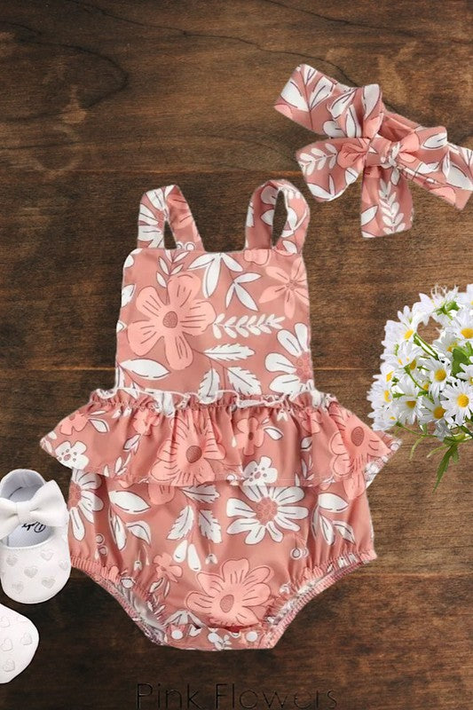 Feeling Peachy Spring Floral Kids Onesie + Headband