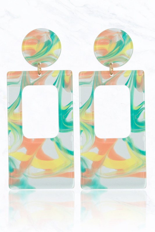 Go Girl Geometric Drop Earrings (Yellow/Multi)