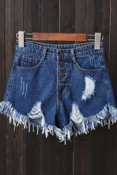 Every Day Distressed Denim Shorts (Dark Denim)