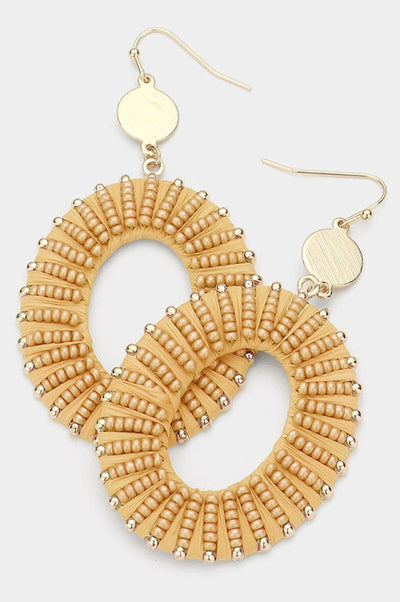 Boho Embellished Seed Beed Earrings (Tan)