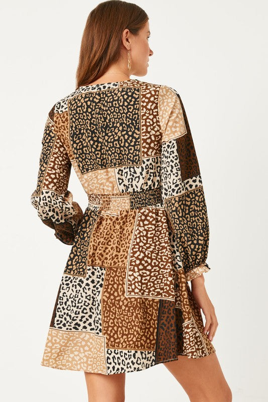 Running Wild For You Leopard Block Wrap Dress