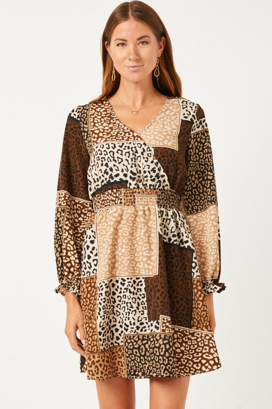 Running Wild For You Leopard Block Wrap Dress