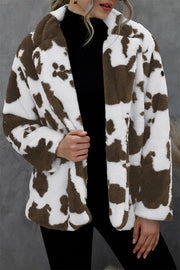 Cowgirl Up Cow Print Fur Coat (Brown)