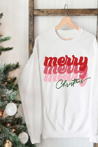 Merry Christmas Graphic Sweatshirt (Ivory)