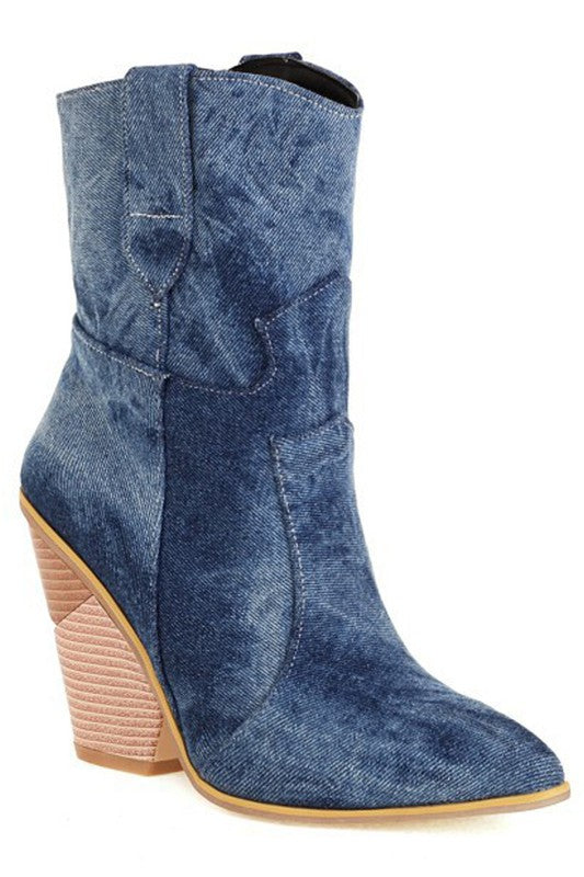 Daisy Duke Western Ankle Boots (Denim)