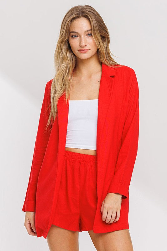 Boss Babe Blazer Jacket and Short Set (Red)