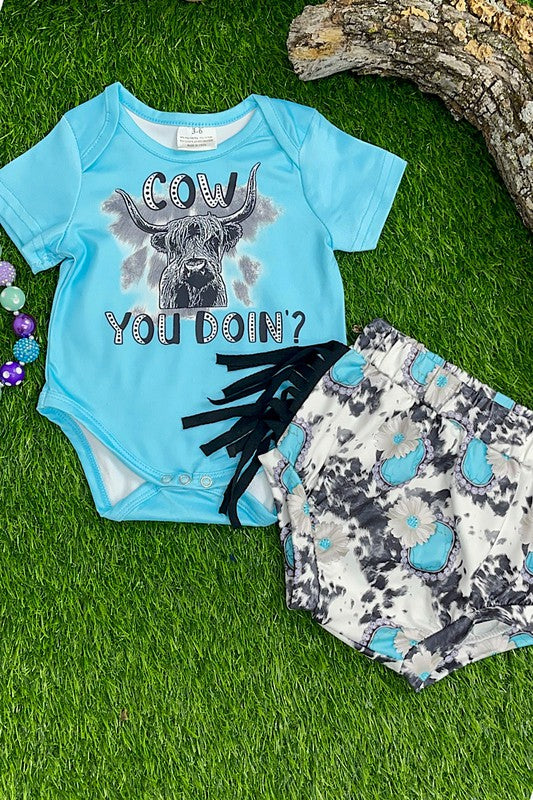 Cow you Doin' Baby Onesie and Cow Print Bloomers