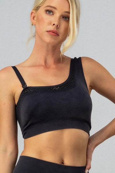 Holy Grail Cold Shoulder Sports Bra (Dark Grey)