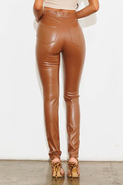 Call It What You Want High-Waisted Leather Skinnies (Camel)