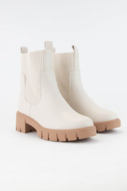 Chunky Chelsea Faux Leather Platform Boot (Ivory)