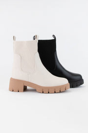 Chunky Chelsea Faux Leather Platform Boot (Ivory)