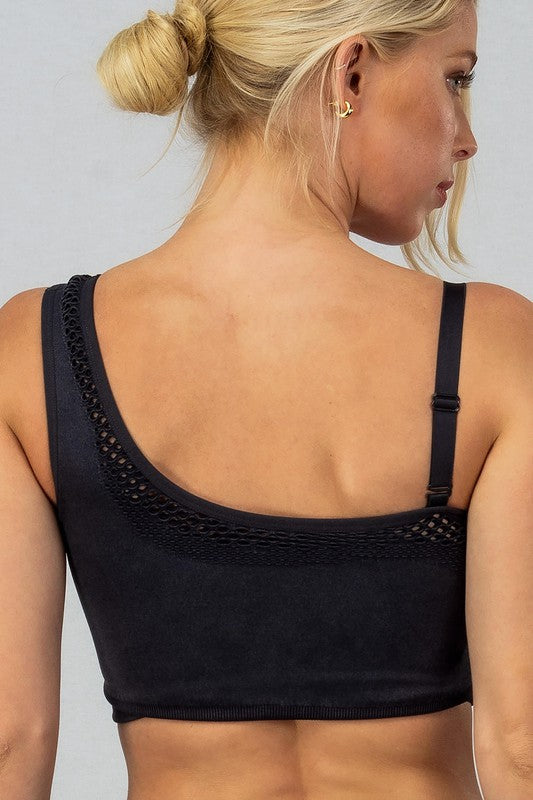 Holy Grail Cold Shoulder Sports Bra (Dark Grey)