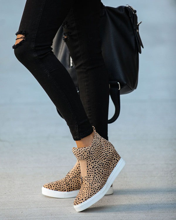 Chelsea Cheetah Print Sneaker Wedges