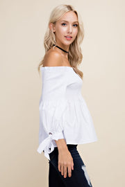 Smock off the Shoulder Tie Top