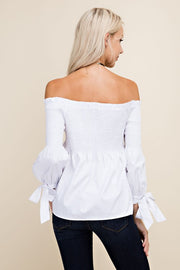 Smock off the Shoulder Tie Top