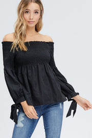 Smock off the Shoulder Tie Top