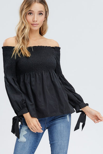 Smock off the Shoulder Tie Top