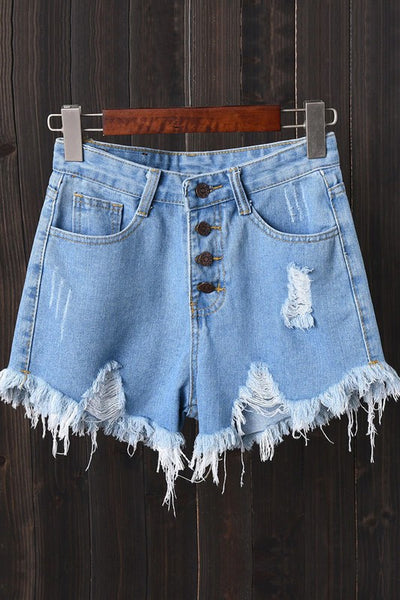 Every Day Distressed Denim Shorts (Medium Denim)