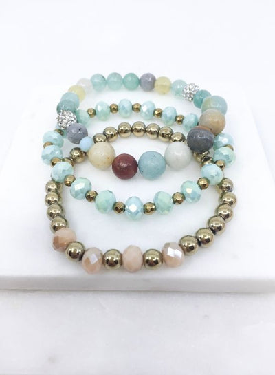 Crystal Stone Bracelet Set