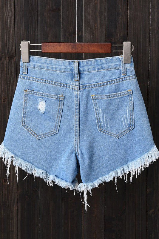 Every Day Distressed Denim Shorts (Medium Denim)