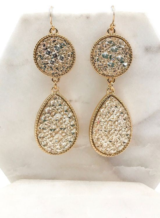 Gold Crystal Pendent Drop Earrings