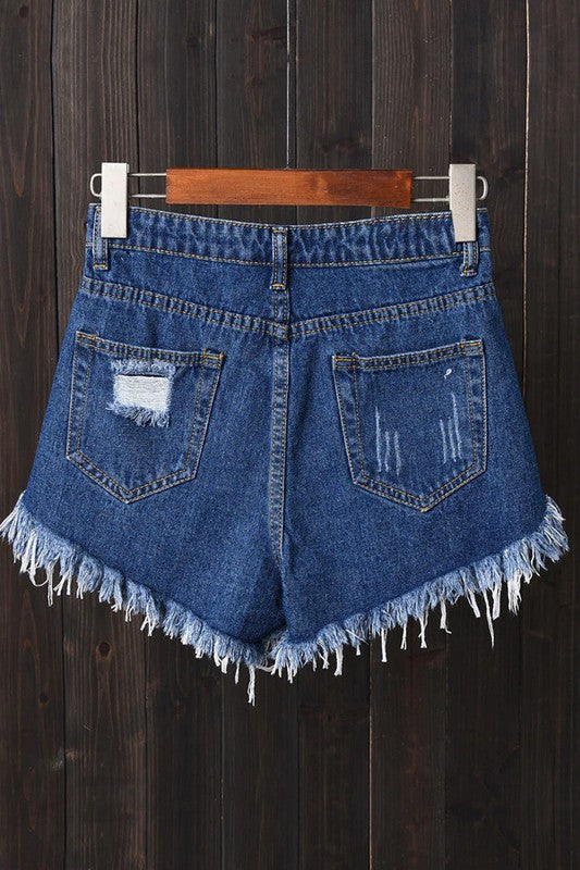 Every Day Distressed Denim Shorts (Dark Denim)