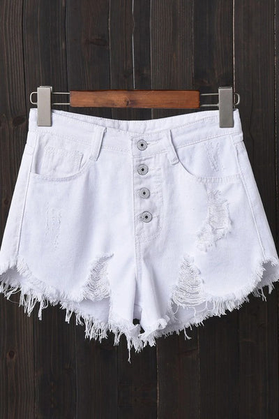 Every Day Distressed Denim Shorts (White Denim)