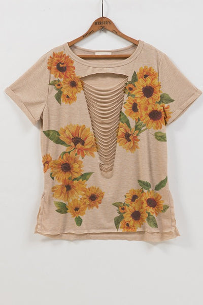 Sunflower Distressed Tee Top